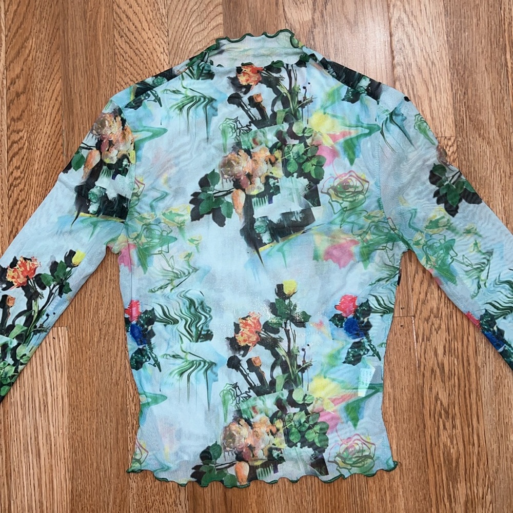 Abstract Fairy Garden Printed Sheer Top